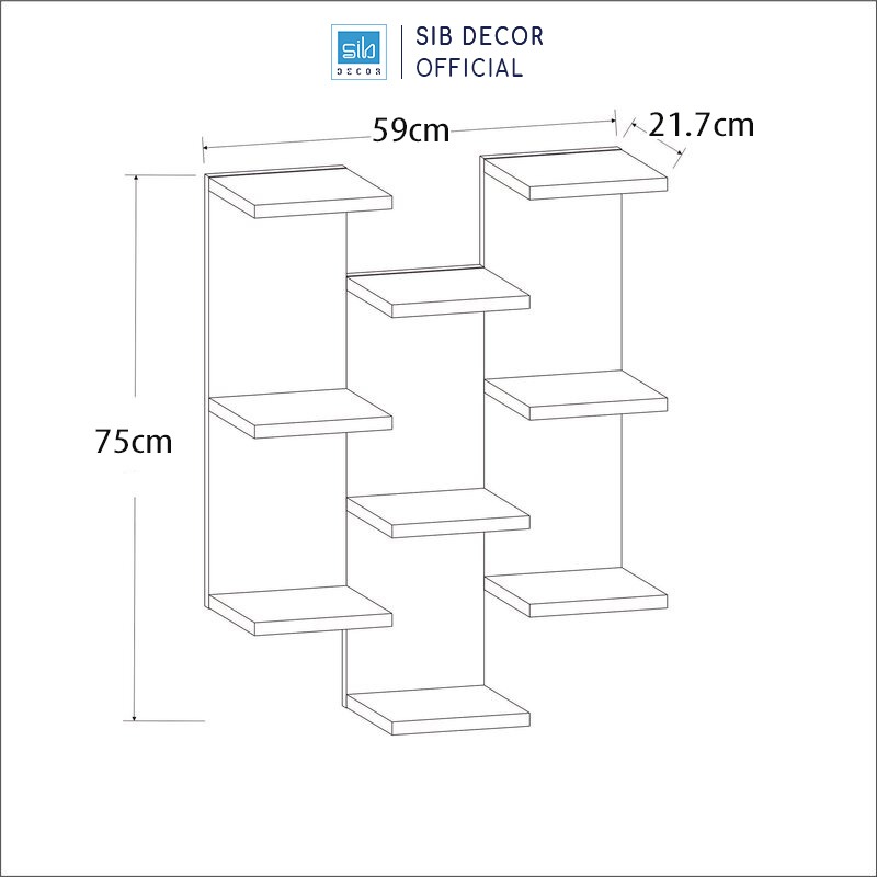 Kệ Gỗ Trang Trí Treo Tường 9 Tầng Thương Hiệu SIB Decor