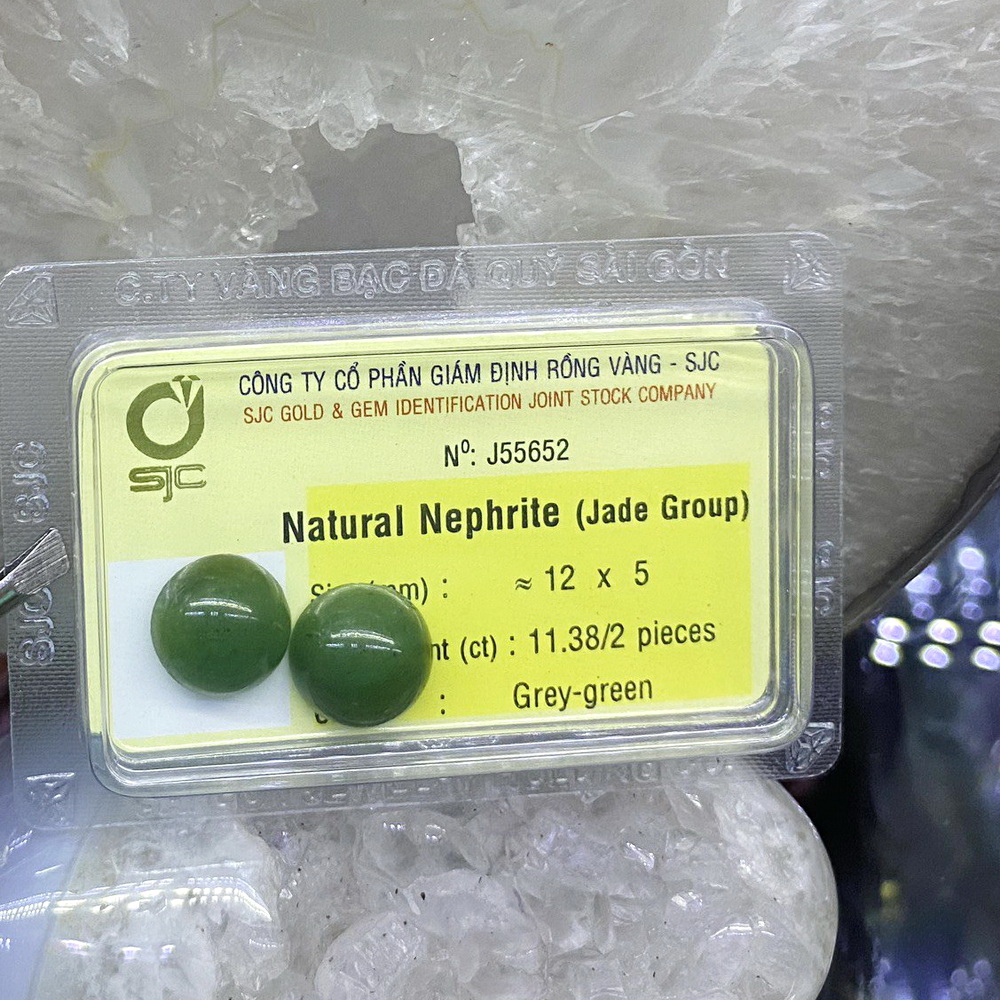 Cặp Đá Ngọc Bích Nephrite Thiên Nhiên Kiểm Định - Đá Phong Thuỷ Tự Nhiên