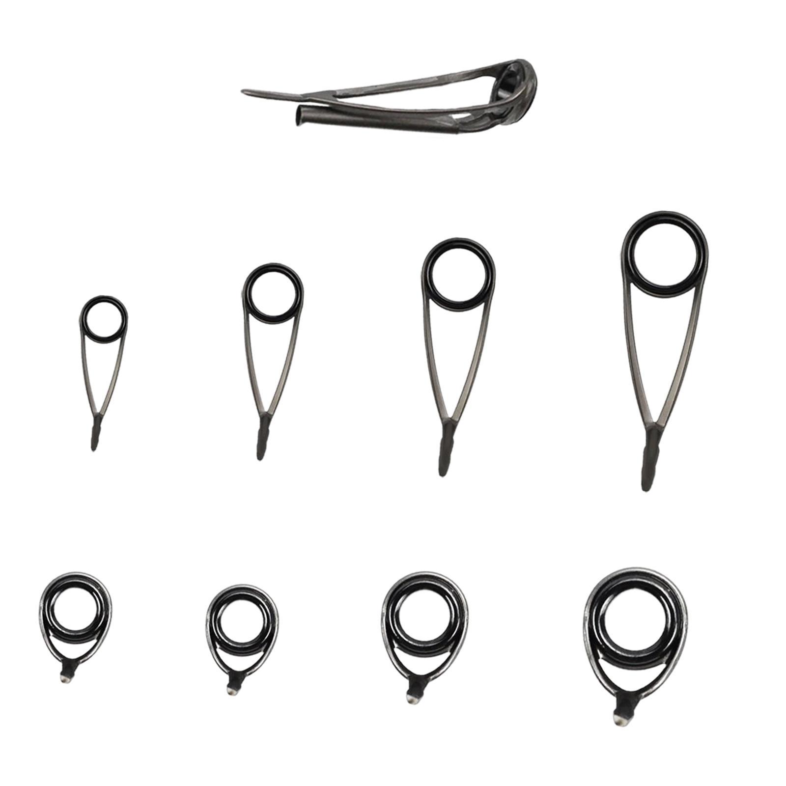 Fishing Rod Guide Set, Durable Lightweight Rod Tip, Repair Kit, Guides Replacement Rings for Building Component Spinning Saltwater Freshwater