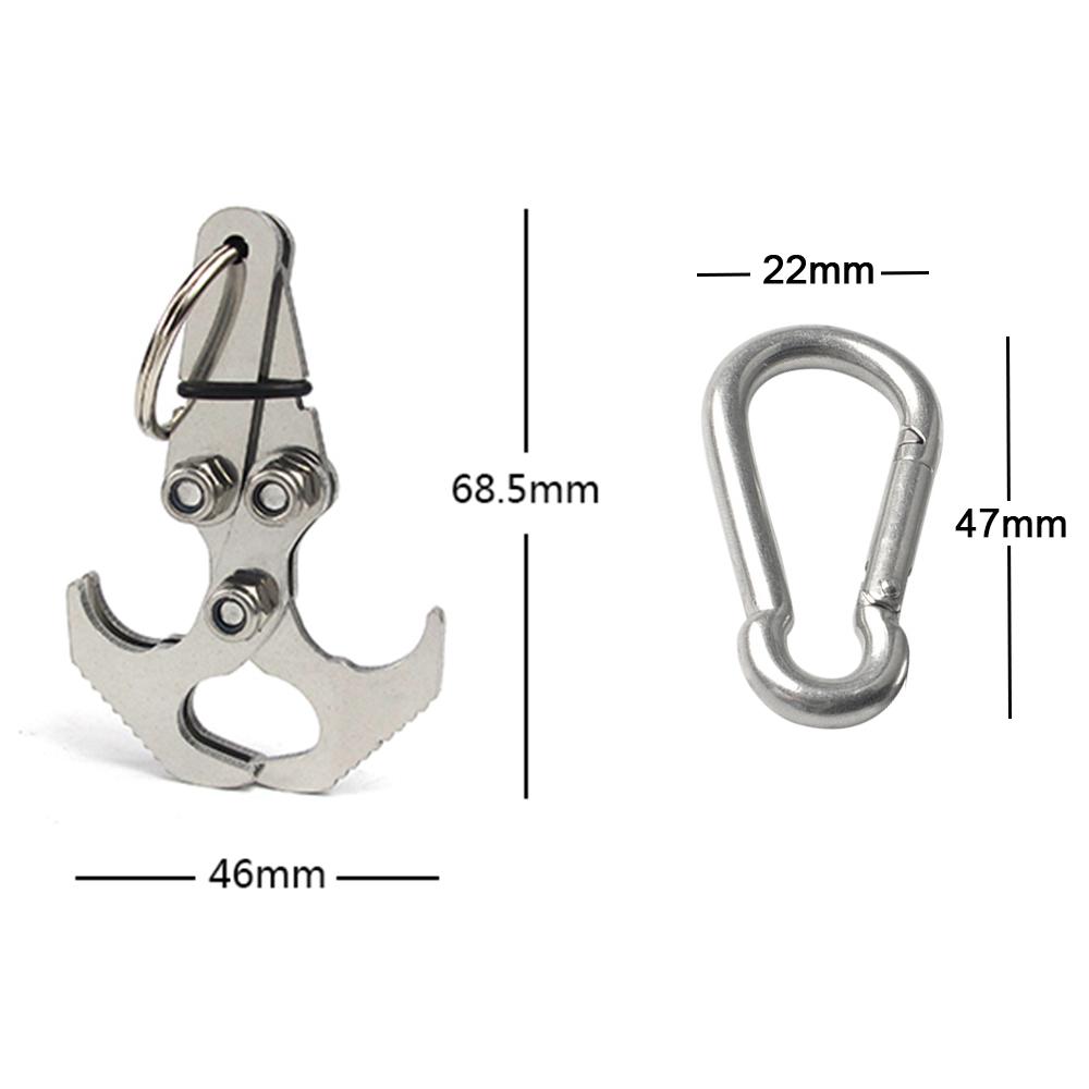 Bộ 2 móc trọng lực và khóa carabiner bằng vật liệu thép không gỉ, Thích hợp cho cắm trại,