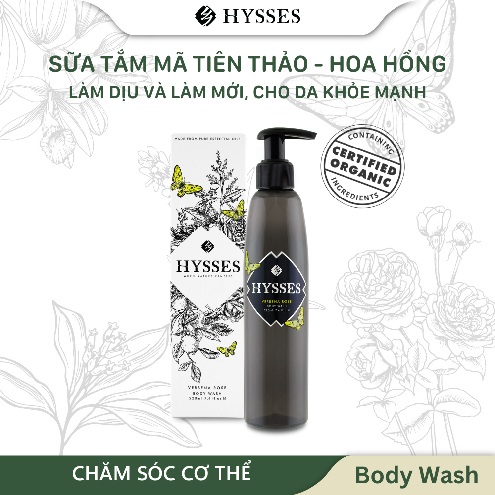 Sữa Tắm Tinh Dầu Cao Cấp Hysses Giúp Làm Sạch Chuyên Sâu, Cho Làn Da Mịn Dàng & Sáng Bóng, Hương Thơm Earthy Giúp Thư Giãn và Thoải Mái Với Mã Tiên Thảo và Hoa Hồng Hữu Cơ Tự Nhiên