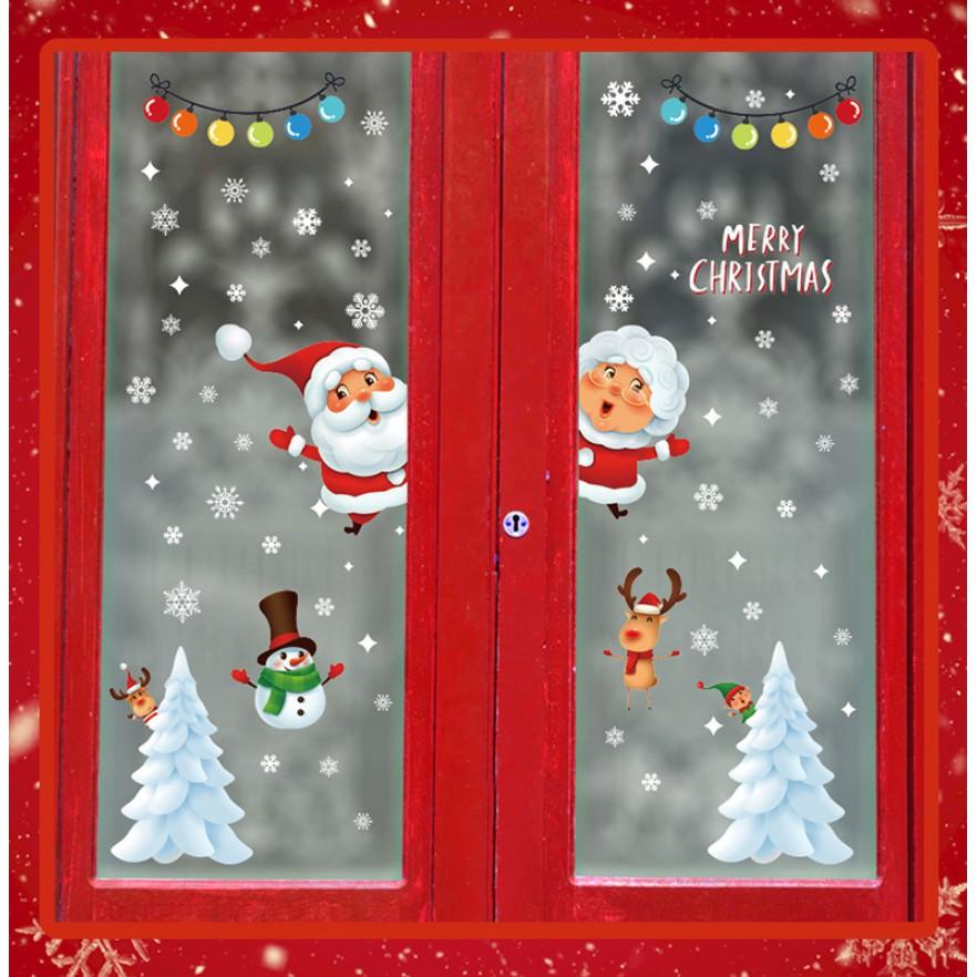 Decal trang trí Tường Noel - Ông Bà già Thông trắng đón lễ