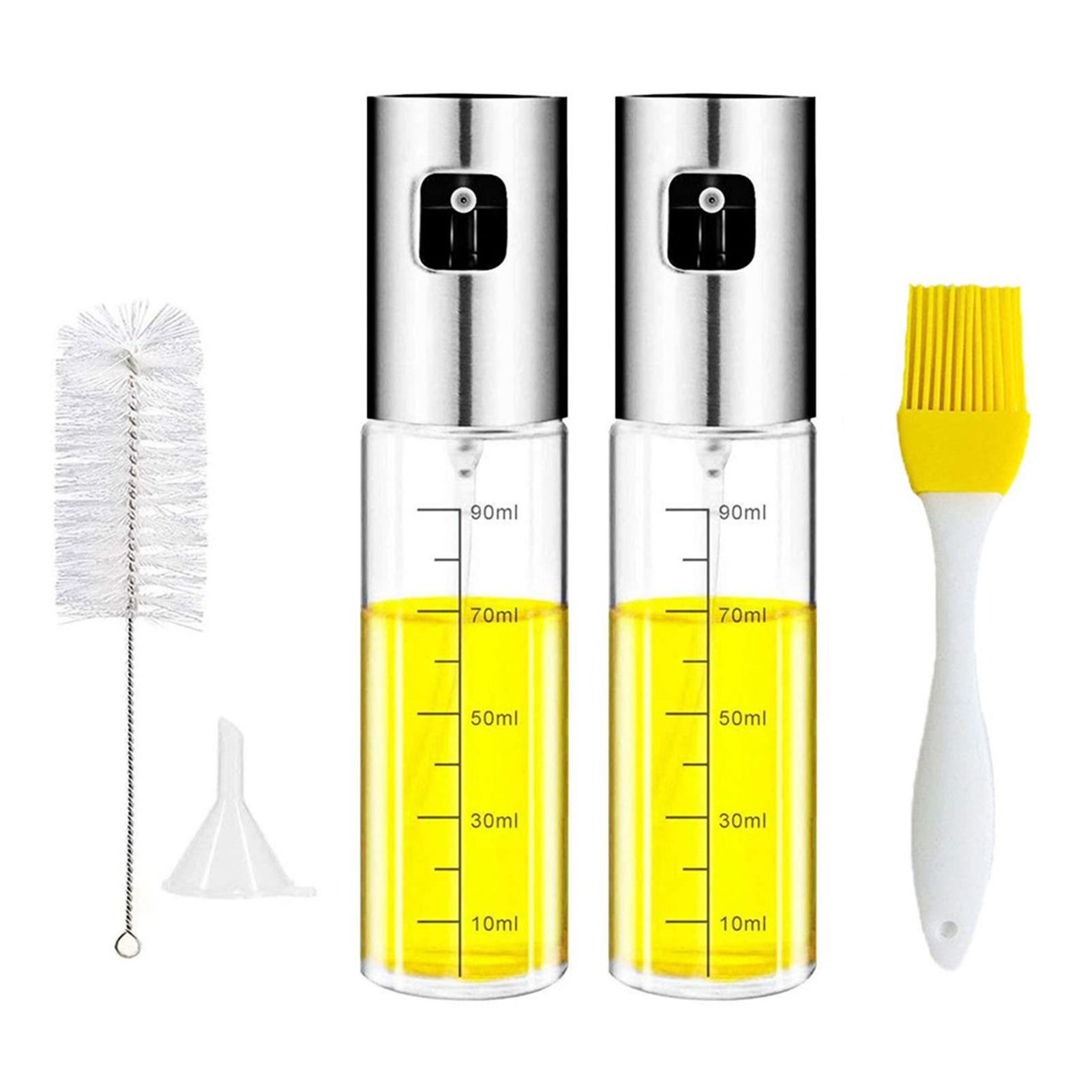 2 bình xịt đựng dầu Funne 100ml Đầu bằng thép không gỉ kèm cọ, dụng cụ nấu ăn cho nhà bếp