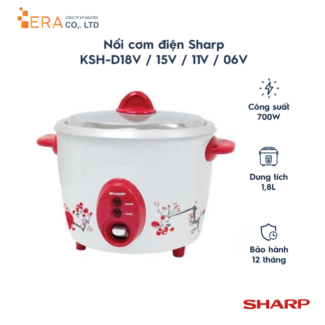 Nồi Cơm Điện Nắp Rời Sharp KSH-D18V - Màu Ngẫu Nhiên - Hàng chính hãng