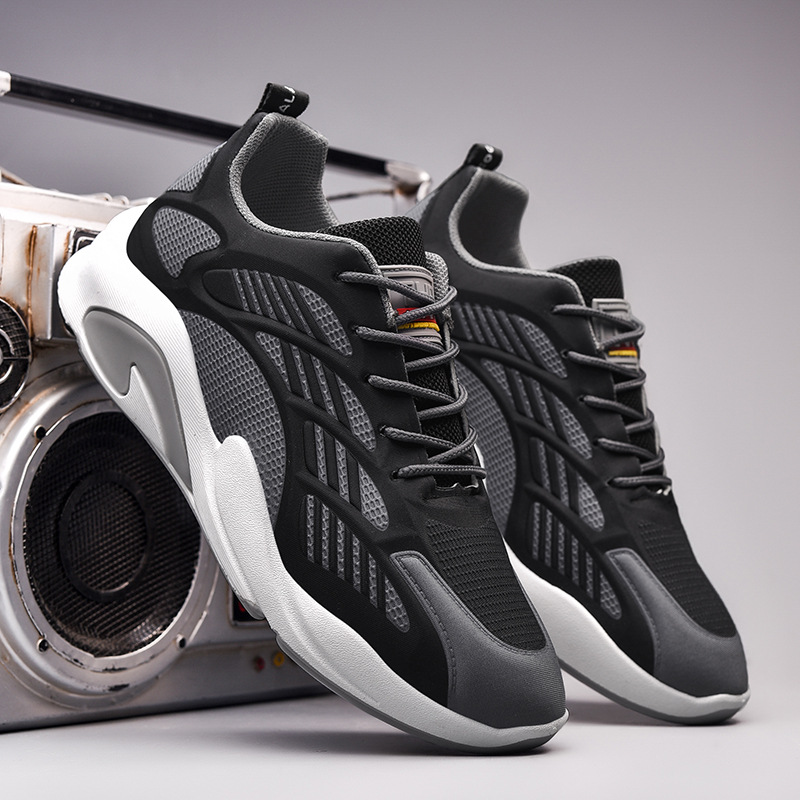 Giày Thể Thao Nam GEMI - Giày Sneaker Màu Xám - Đen Viền Xám, Giày Thể Thao Vận Động,Bảo Vệ Chân - G5155