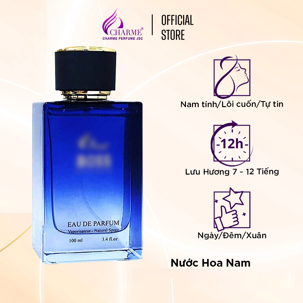 Nước hoa nam cao cấp, Charme Boss, hương phương đông, hương thơm mạnh mẽ, lưu hương lâu, dành cho nam, 100ml