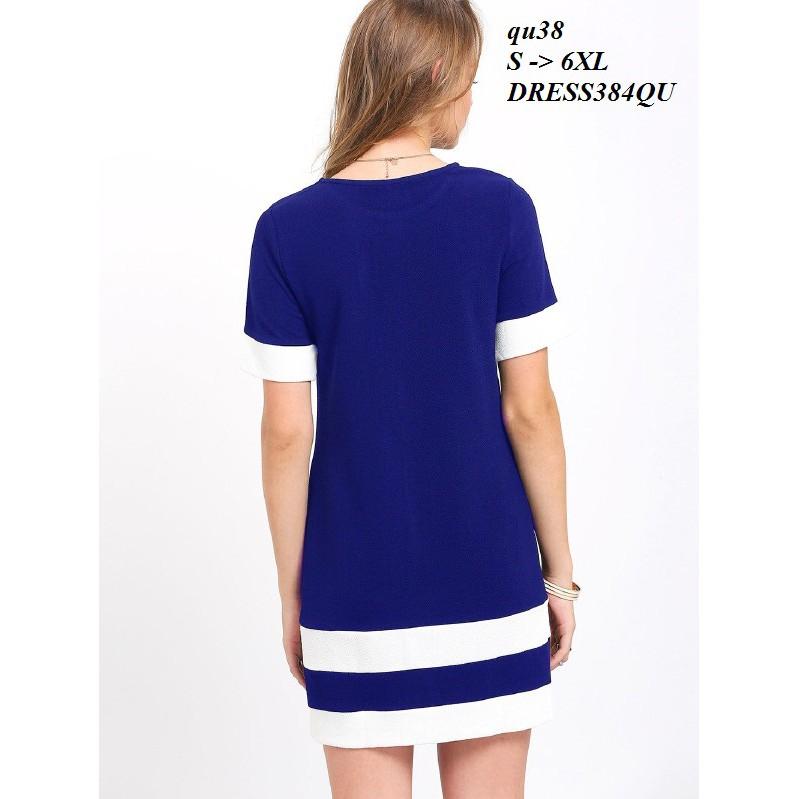 DRESS302 ĐẦM THUN SUÔNG PHỐI MÀU