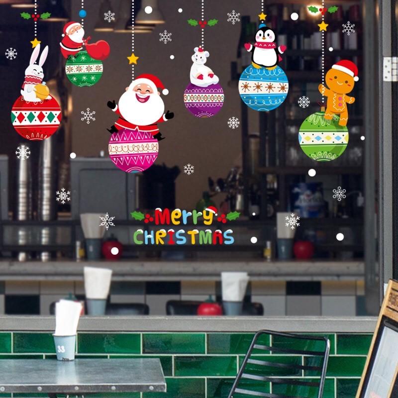 Decal trang trí Noel - Rèm bong bóng nhiều màu