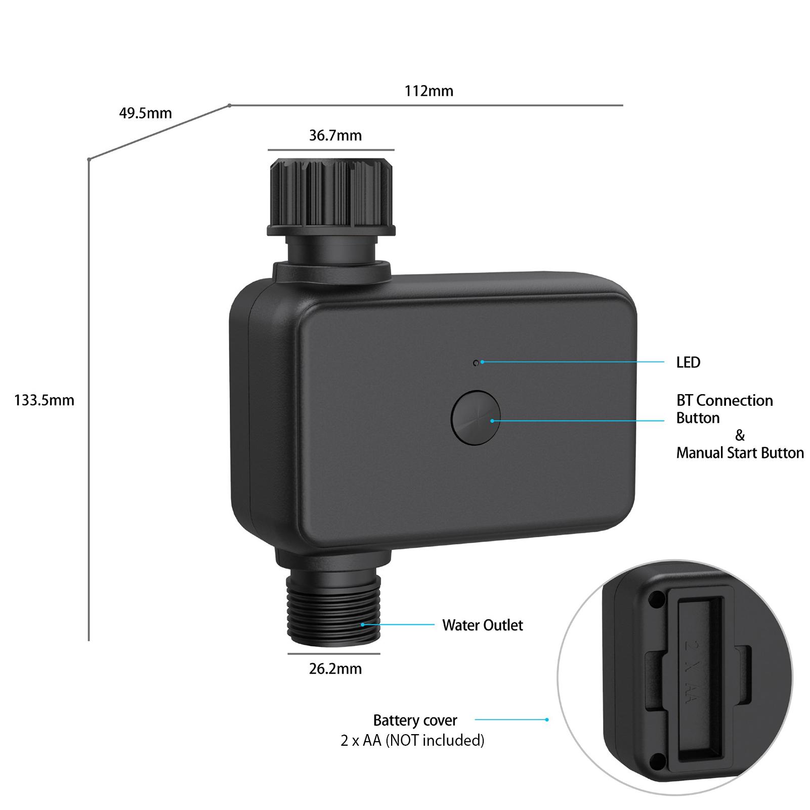 Smart BT Watering Timer Hose Faucet Sprinkler Timer with Rain Delay APP Remote Control Programmed Automatic Garden Irrigation Controller for Lawn Farmland Courtyard Greenhouse