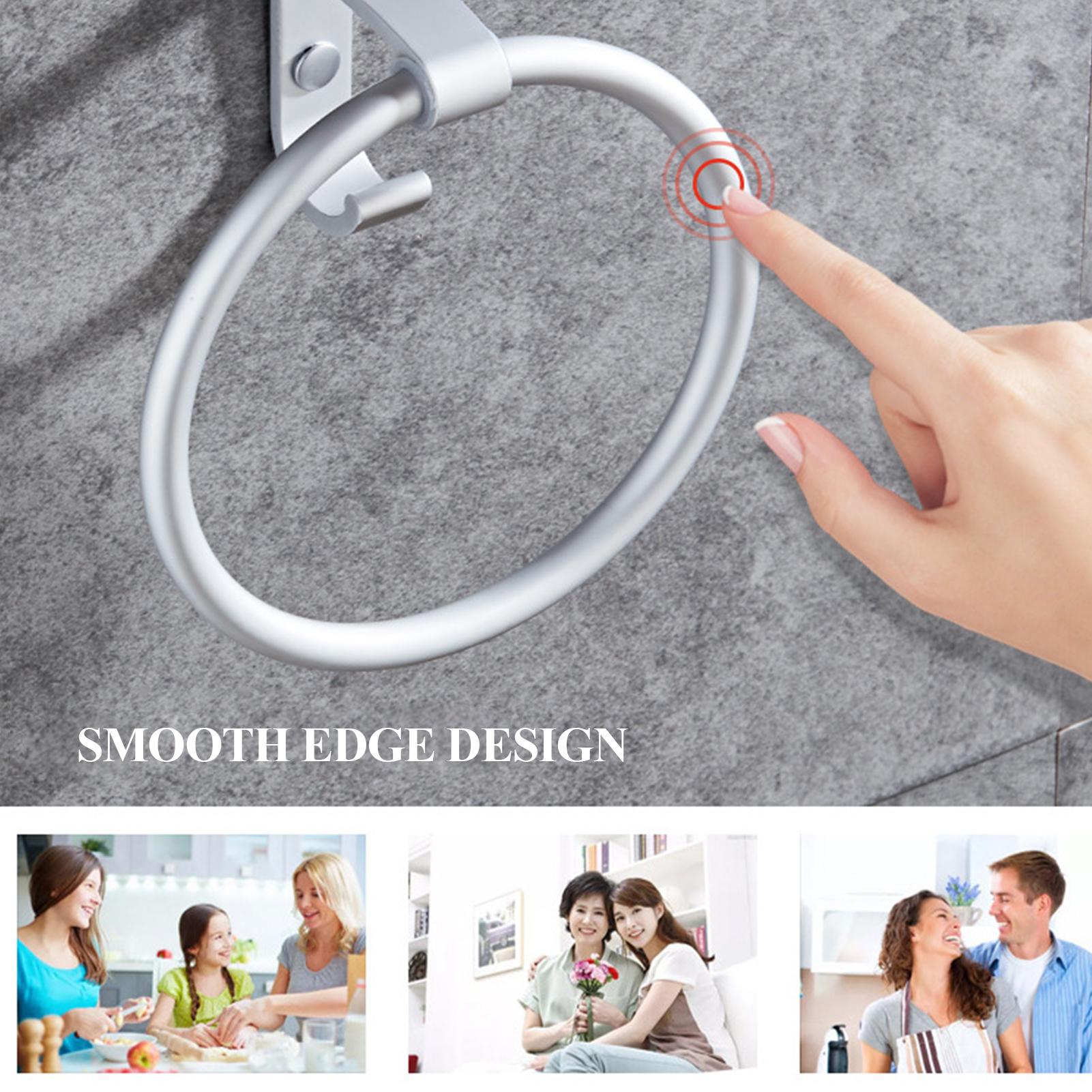 Móc treo khăn hình tròn, giá treo khăn bằng sắt, có độ bền cao, chịu đươc trọng lượng nặng, tiết kiệm không gian