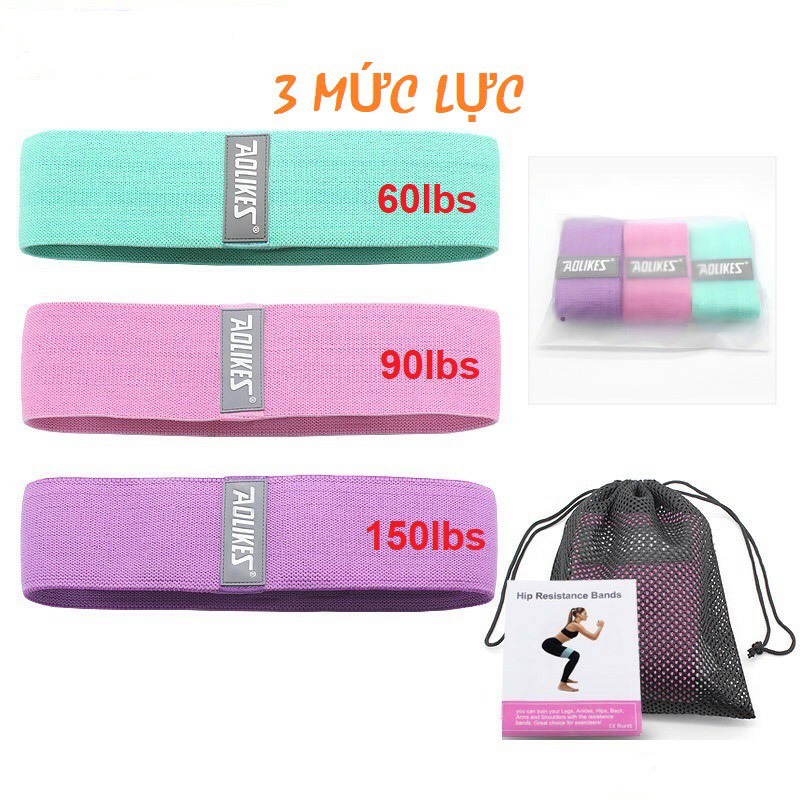 Bộ 3 dây kháng lực tập cơ mông đùi chân Hip Resistance bands Aolikes