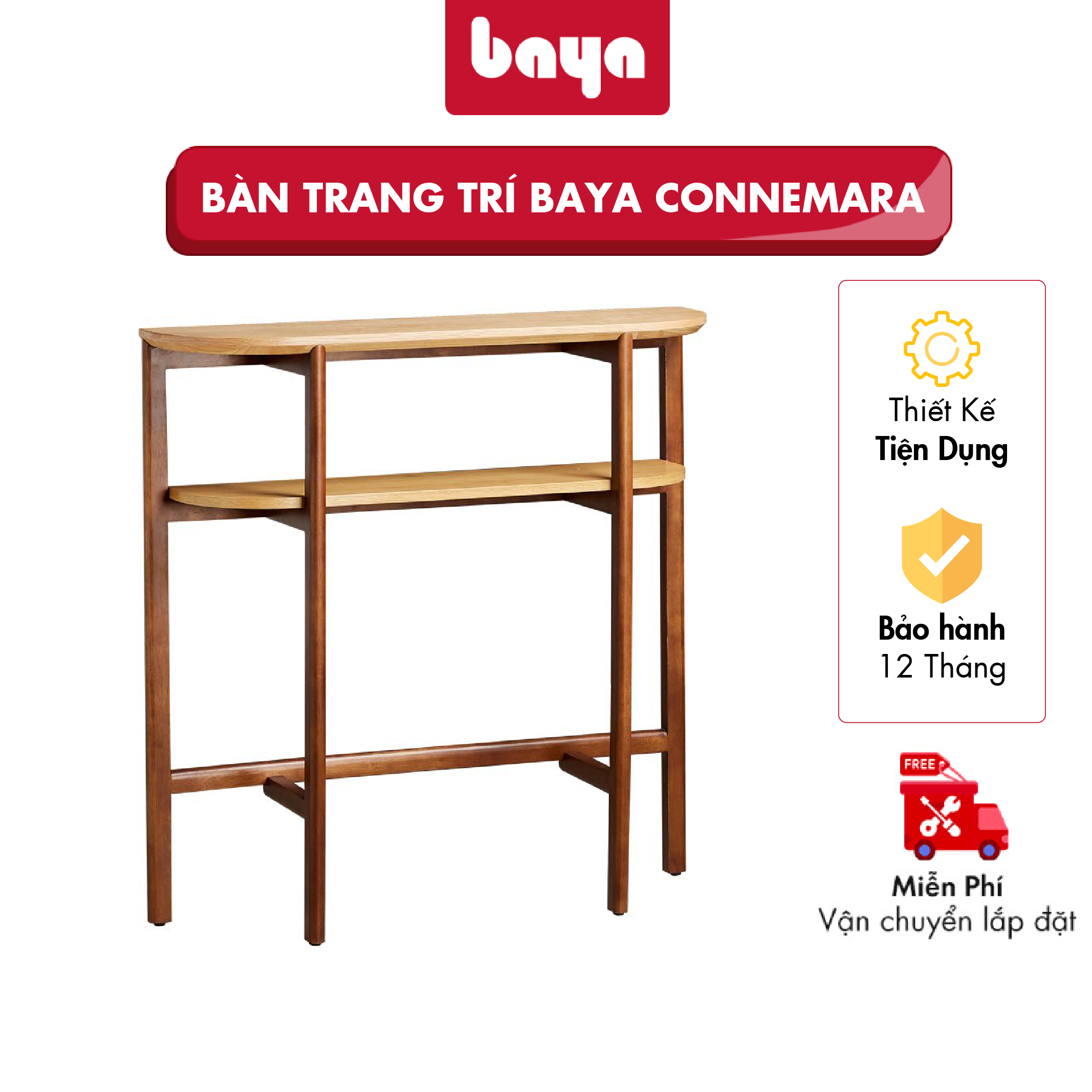 Bàn Trang Trí BAYA CONNEMARA Kiểu Dáng Chân Bàn Hiện Đại, Mặt Bàn Phủ Veneer Gỗ Sồi Với Vân Gỗ Đối Xứng Cùng Những Đường Bo Cạnh Mang Lại Vẻ Sang Trọng Cho Phòng Khách 1096514