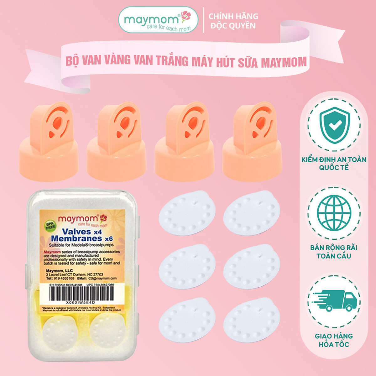 Van Trắng Máy Hút Sữa Maymom, Phụ Kiện Thay Thế Máy Medela Pump, Harmony, Swing, Mini Electric - Bộ 8 Van Gía SIÊU TỐT