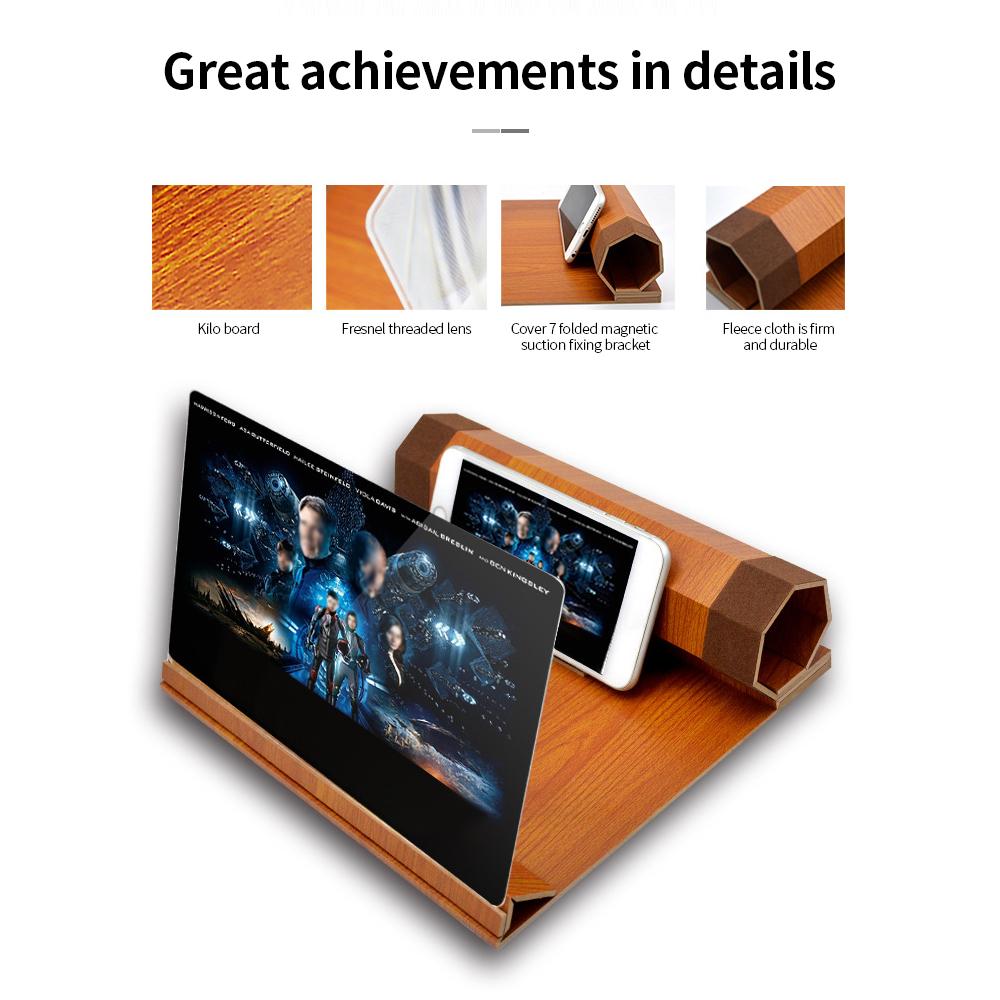 Màn hình điện thoại di động 12 inch Tạo tác 3D Chiếu hiệu ứng điện ảnh Màn hình điện thoại Phóng to