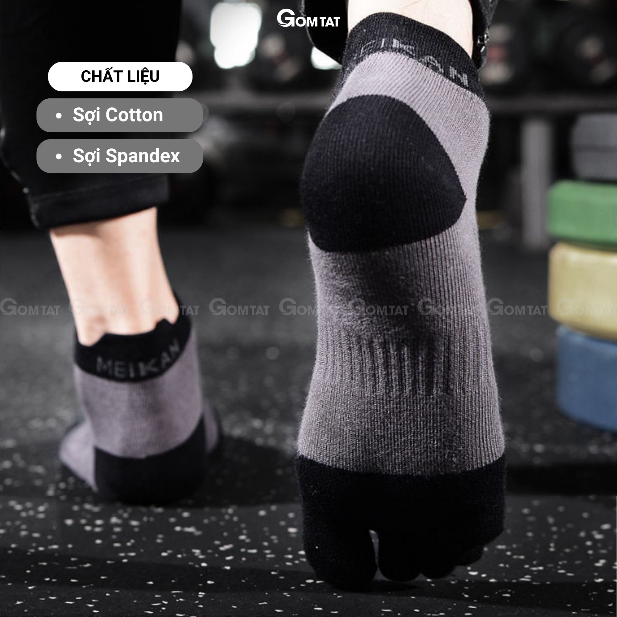 Tất thể thao nam nữ xỏ ngón có mặt lớp thoáng khí, vớ tập yoga chất liệu cotton thấm hút mồ hôi tốt - XONGON-MAX-1201