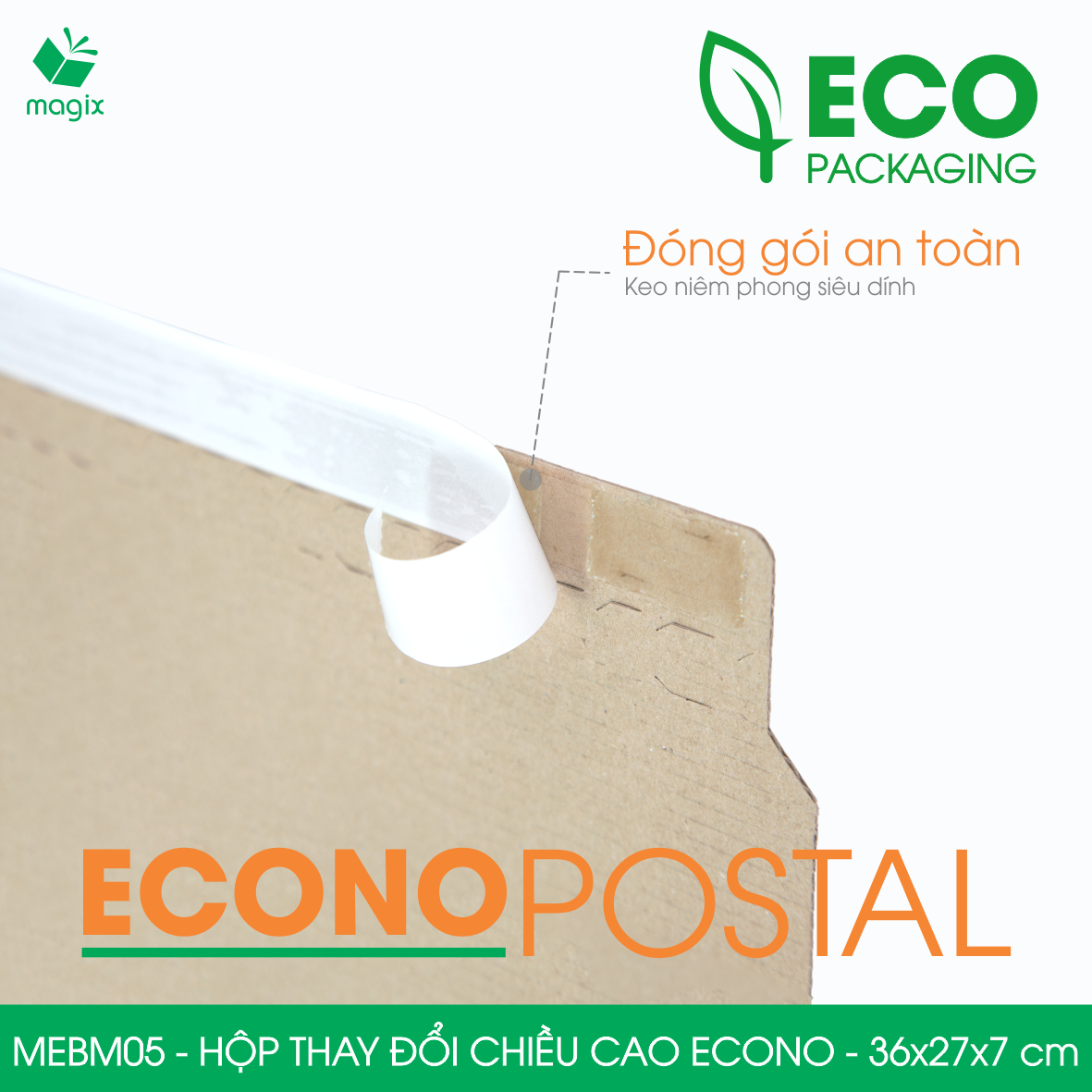 MEBM05 - 36x27x7 cm - 100 hộp carton thay đổi chiều cao siêu tiết kiệm - Hộp đóng sách, hộp gói hàng