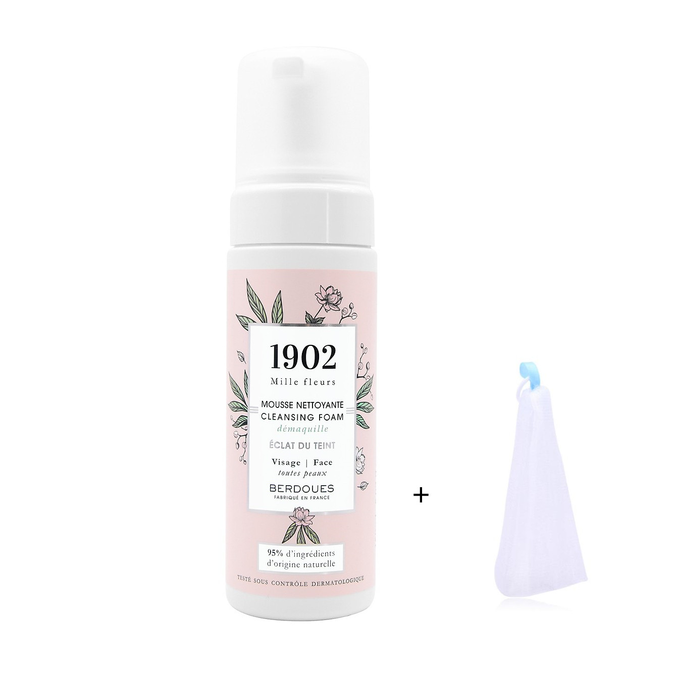 Sữa Rửa Mặt Tạo Bọt Làm Sạch và Tẩy Trang 2in1 Berdoues 1902 Mille Fleurs Cleansing Foam 150ml + Tặng Kèm 1 Túi Lưới Rửa Mặt Tạo Bọt