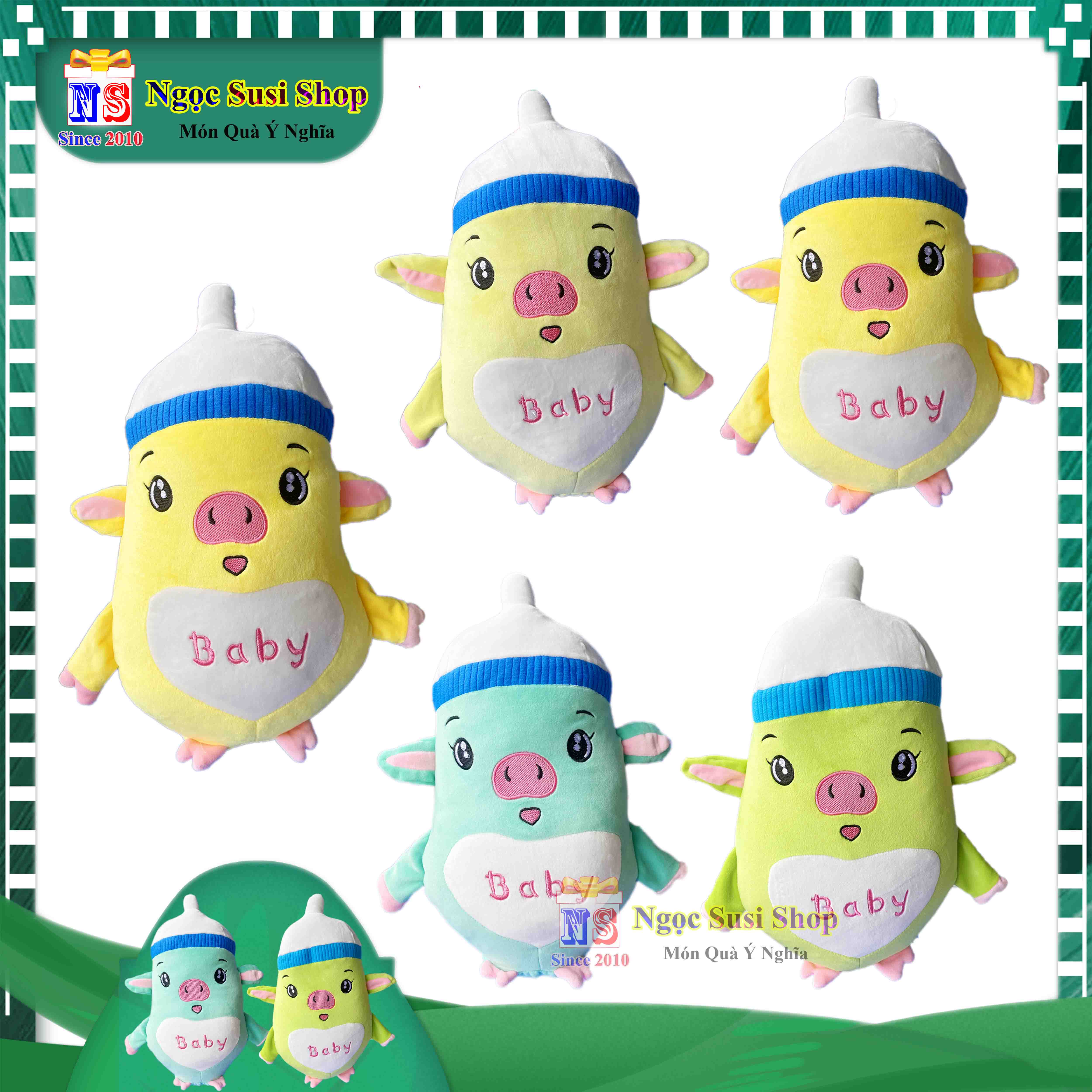 GẤU BÔNG CON HEO BÌNH SỮA BABY CHO BÉ ÔM NGỦ - THÚ BÔNG HEO BÌNH SỮA BABY