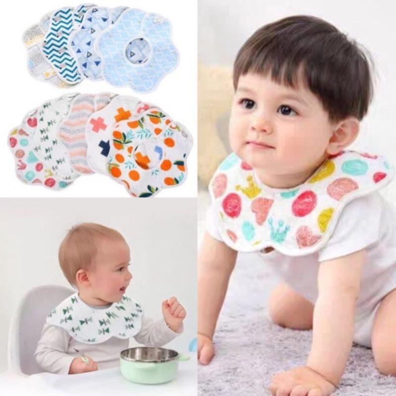 Yếm cotton 360 độ chống thấm cho bé, yếm dãi, yếm ăn dặm, yếm tròn xoay