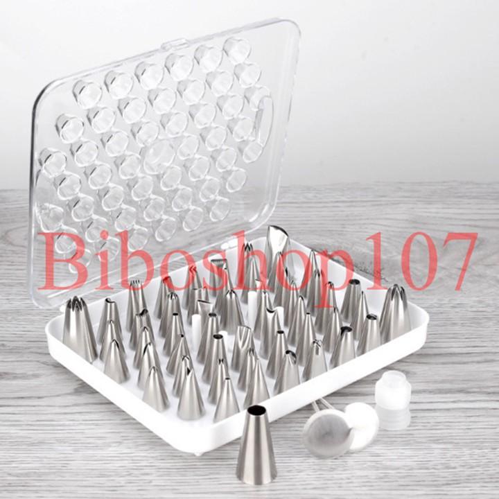 Bộ 52 đui inox kèm chốt + 2 dù bắt bông kem dùng trang trí bánh