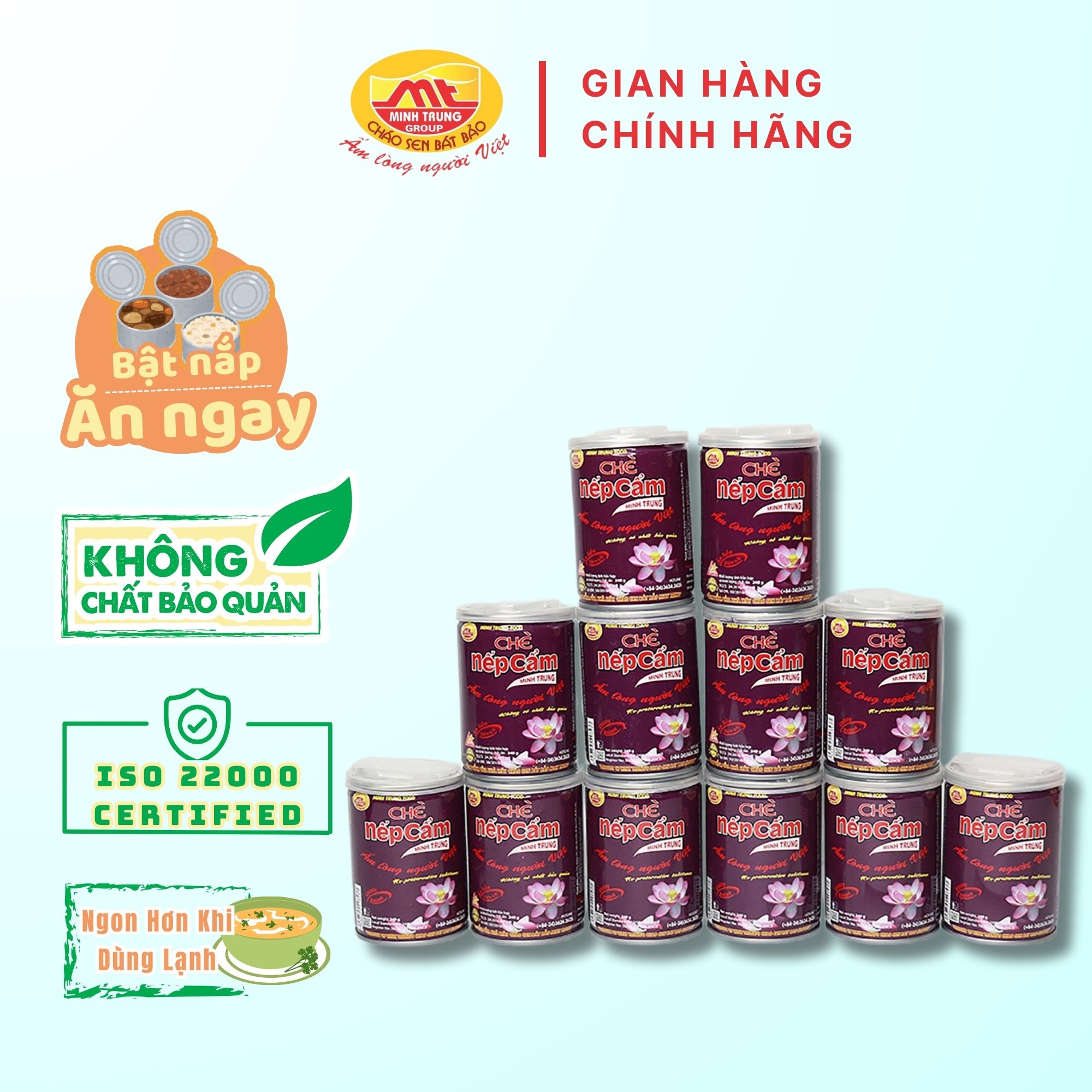 Chè Nếp Cẩm Minh Trung lốc 12 lon - CHENEPCAM 12