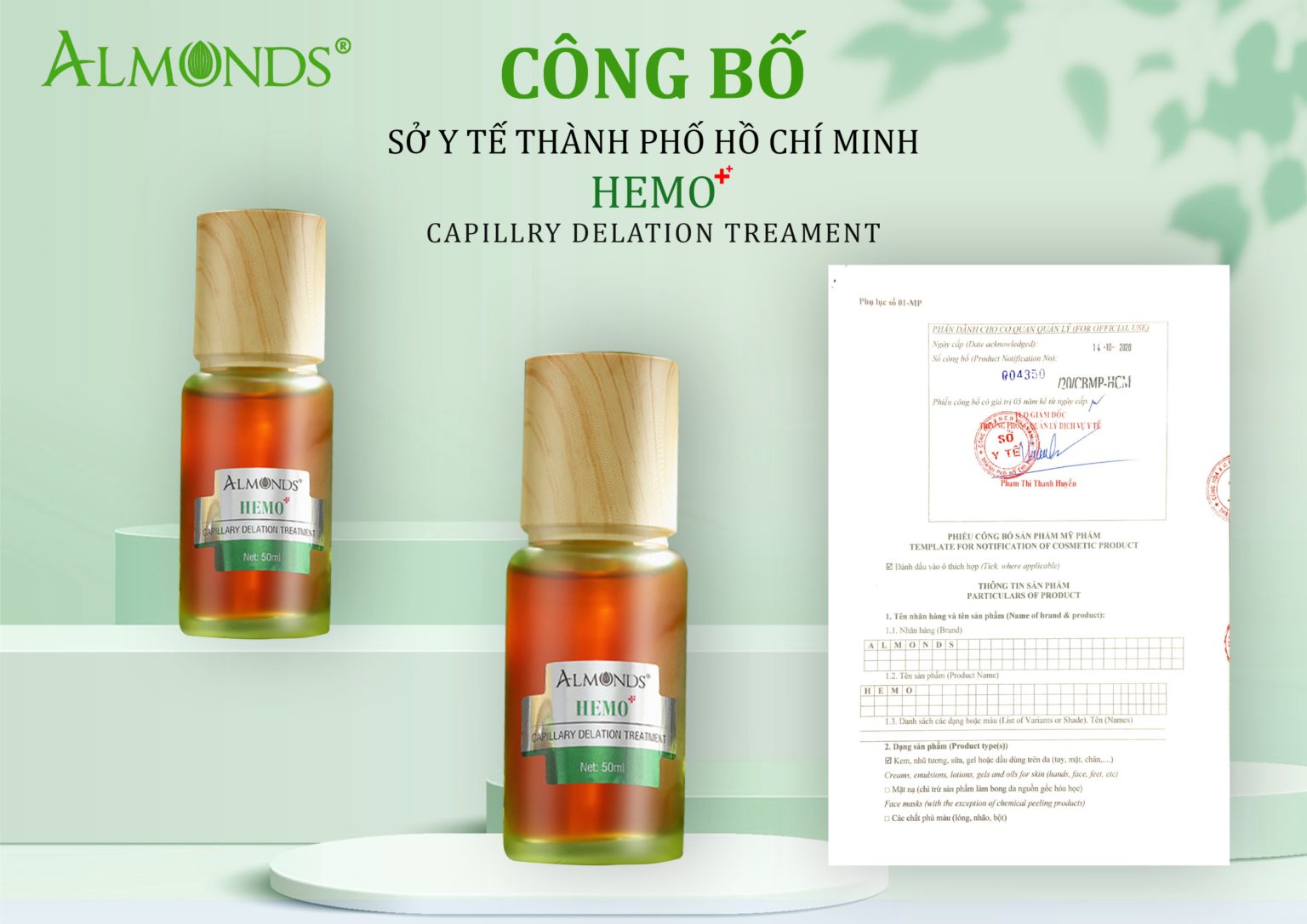 Bộ xóa sạch nám máu và giãn mao mạch almonds 3sp