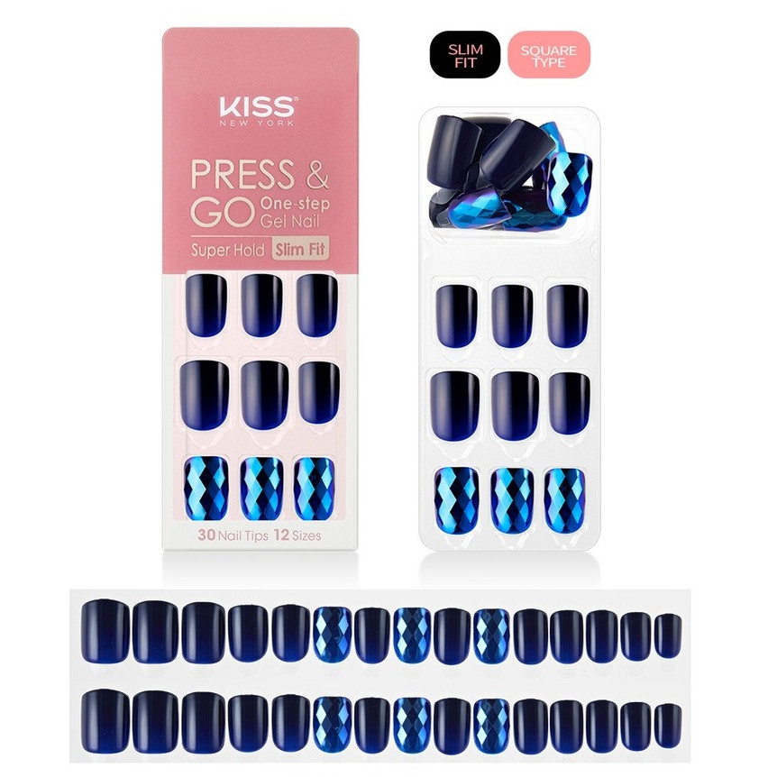 Bộ 30 Móng Tay Gel Dán Press &amp; Go Kiss New York Nail Box - Secret Night (KPNS03K)