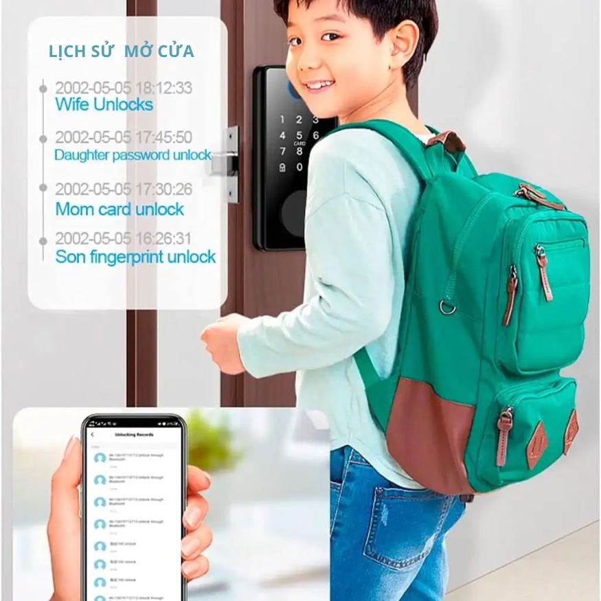 Khóa Cửa Thông Minh Kachi MK44 – Mở Khóa App Tuya + Vân tay + Chìa khóa + Thẻ từ + Mã số - hàng chính hãng