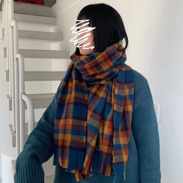 KHĂN QUẢNG CỔ NỮ, KHĂN CHOẢNG CỔ NAM, KHĂN ĐÔI HỌA TIẾT CARO RETRO KHĂN LEN QUÀNG CỔ MỀM MỊN NHẸ ẤM MAXSHOPDOC