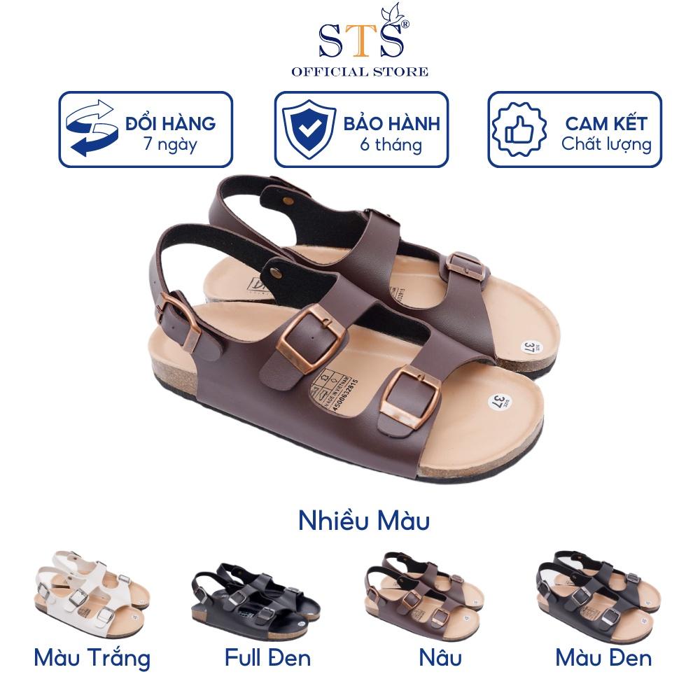 Giày Sandal đế trấu nam nữ Da PU mặt kem thời trang chống nước cao cấp nhiều màu sắc KPU02