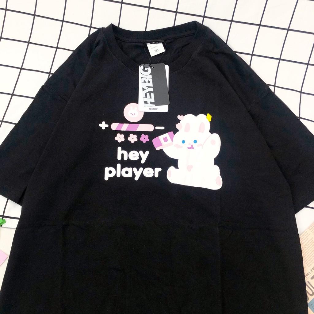 Áo thun cotton tay lỡ in hình thỏ cute - ẢNH THẬT