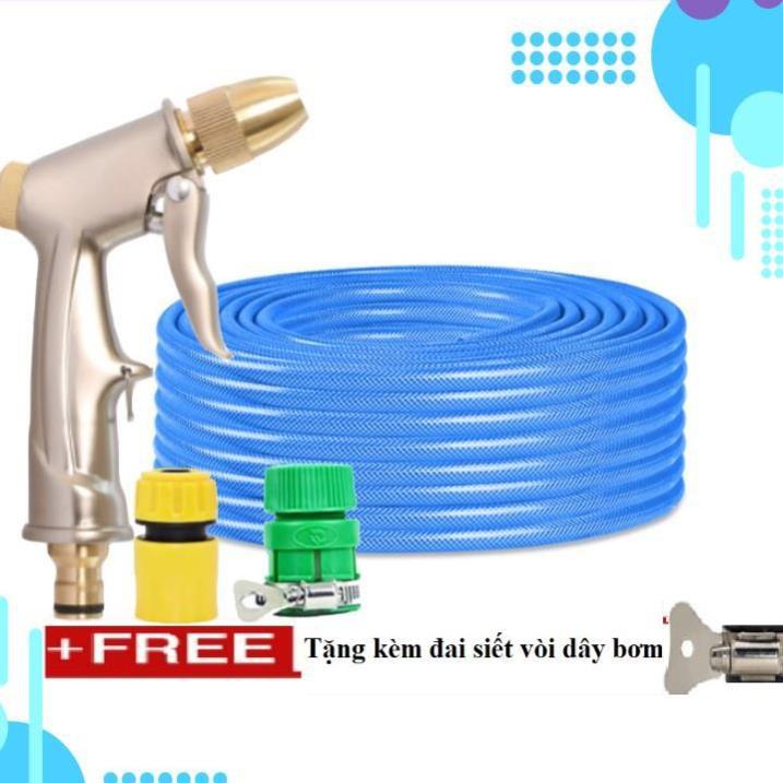 Bộ dây vòi xịt ️bơm nước phun sương️ , tăng áp 3 lần, loại 20m 206701-1 đầu đồng,cút,+ đai