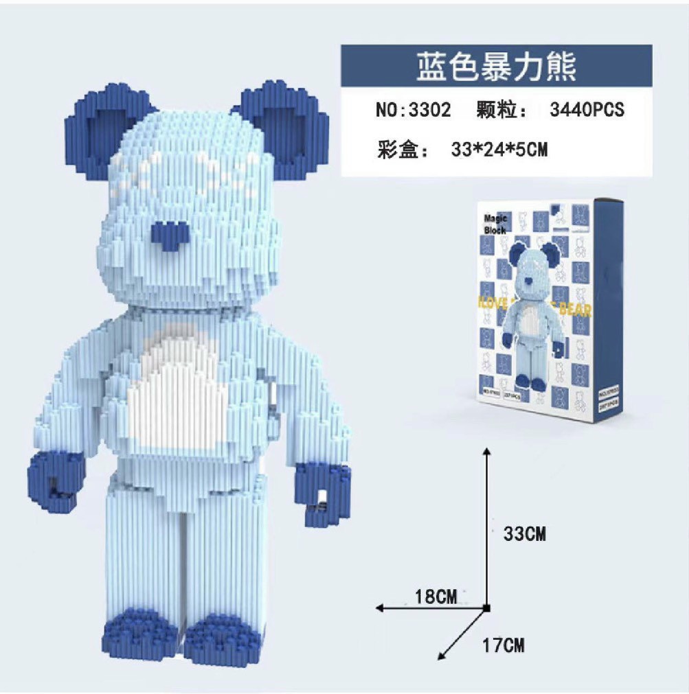 Đồ chơi lắp ráp, mô hình lắp ráp gấu Bearbrick size 33-35cm nhiều màu (tặng kèm búa)  *** Nhận lắp sẵn