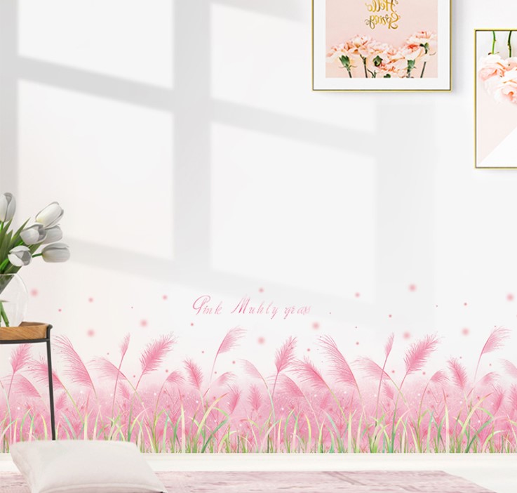 DECAL CỎ BÔNG LAU HỒNG