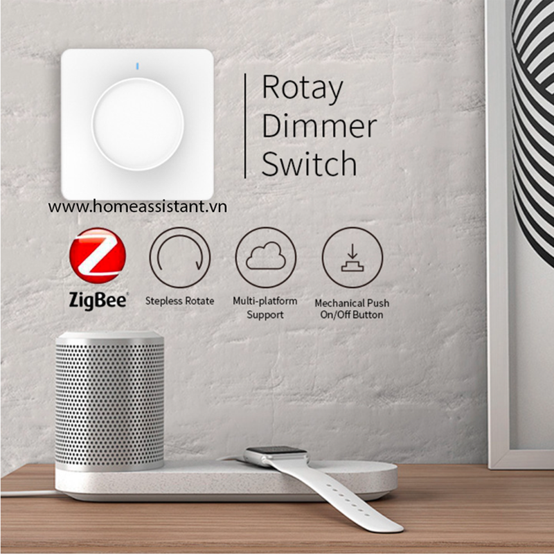 Công Tắc Dimmer Zigbee Tuya Tăng Giảm Độ Sáng Đèn Hình Vuông ZDM01 (Hỗ trợ Home Assistant)