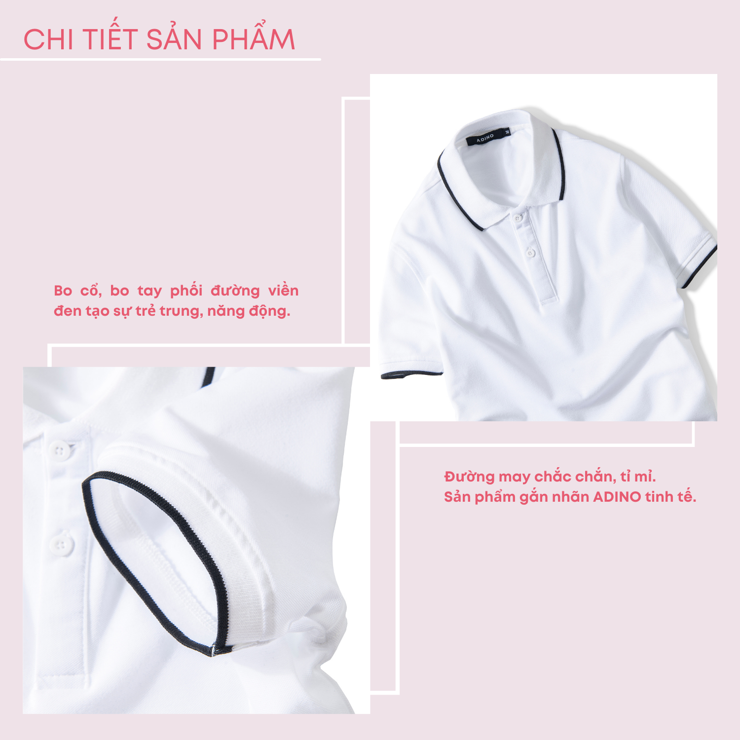 Áo polo nữ ADINO màu trắng phối viền xẻ lai vải cotton co giãn dáng slimfit trẻ trung APN02