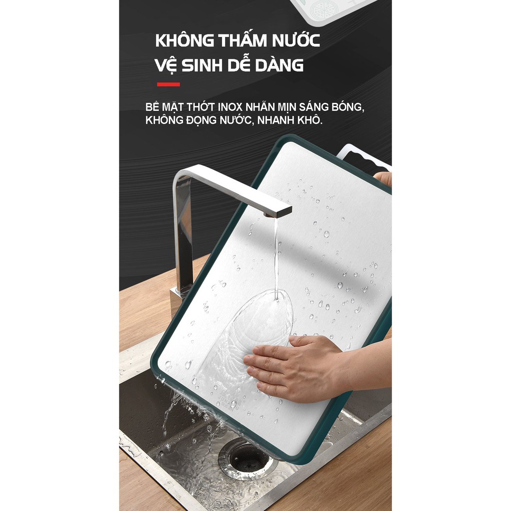 Thớt Inox 304 2 Mặt Cao Cấp Masuto Kháng Khuẩn, Chống Mốc, Tiện Nghi, An Toàn Sức Khỏe