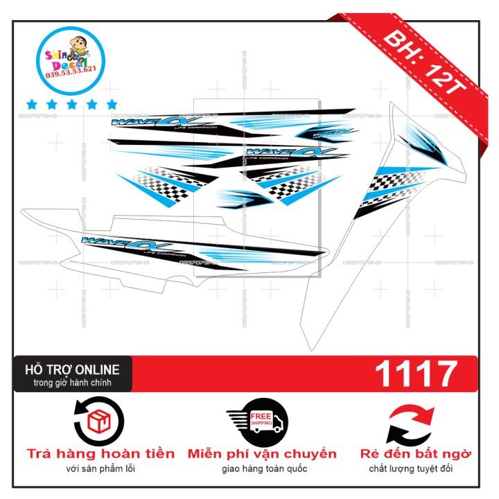 Tem rời wave a 2017 trắng xanh