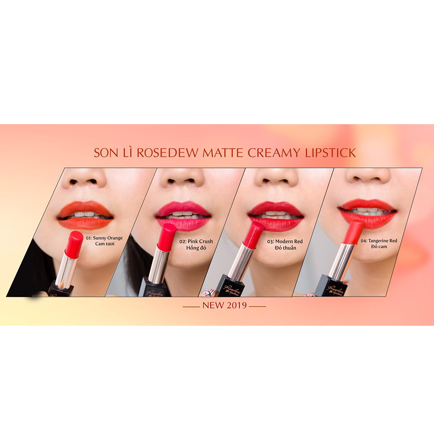 Son lì nhẹ môi Beauskin Rosedew Matte Creamy Hàn Quốc No.04 Đỏ cam tặng kèm móc khóa