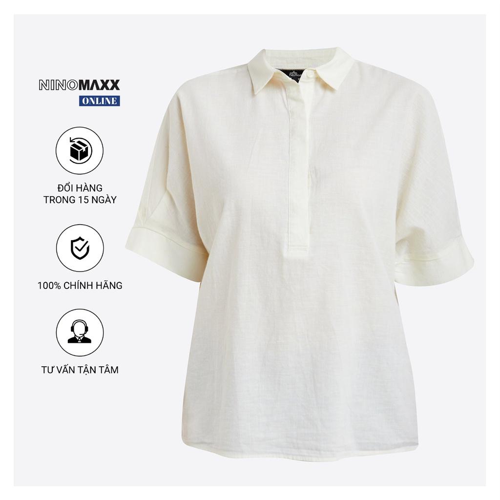 Áo Sơ Mi Nữ Ninomaxx Tay Ngắn 100% Cotton mã 1912096