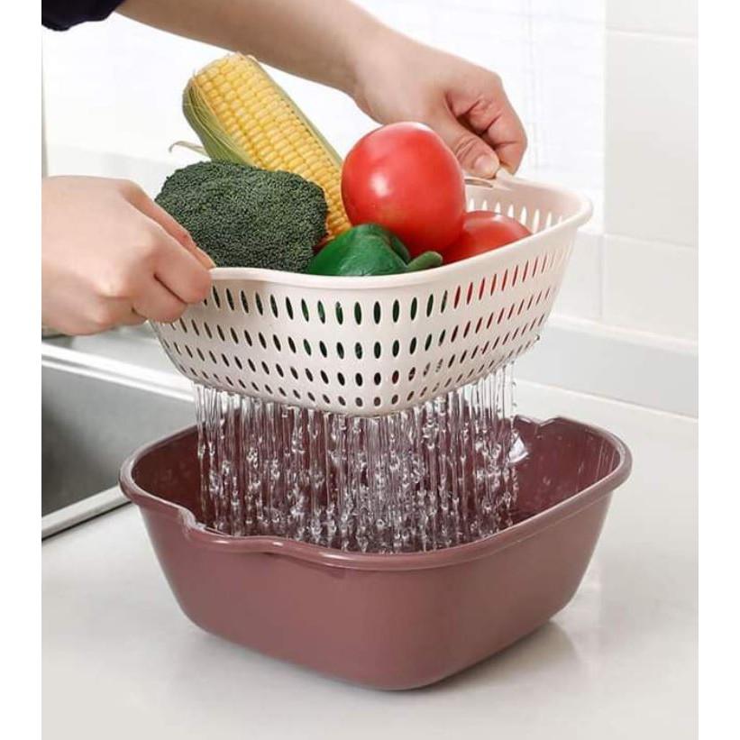 Bộ rổ nhựa đựng thực phẩm kèm chậu 6 Món cao cấp