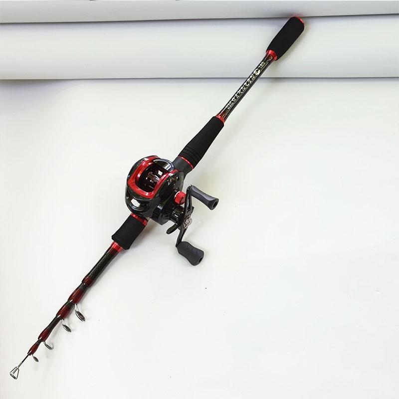 Bộ cần câu lure máy ngang rút gọn 60cm chất liệu carbon độ dài 1m8 - 2m1 - 2m4 kèm máy ngang và hộp mồi lure B-CM9