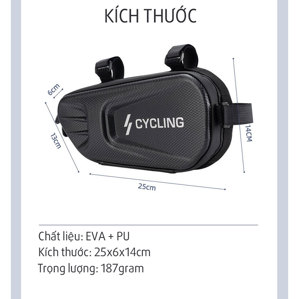 Túi Treo Xe Đạp Form Cứng Dài Chất Liệu EVA 1 Lít Chống Thấm Nước Chứa Vật Dụng Cá Nhân Đạp Xe Cycling MaiLee