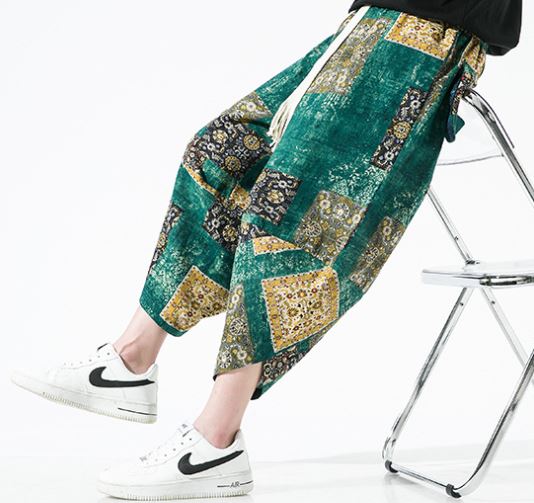 Quần Jogger Nam Lửng Chất Thô Đũi Họa Tiết