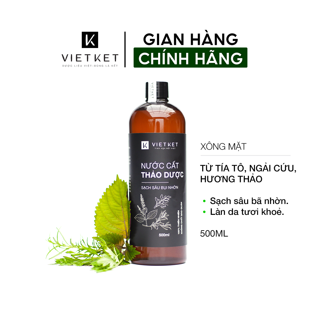 Nước cất thảo dược VIETKET 500ml - Xông mặt làm sạch, bảo vệ làn da tươi khỏe