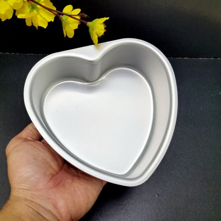 Khuôn Bánh Nhôm Đúc Cao Cấp - Hình Trái Tim 20/ 15cm. Khuôn bánh Bông lan, Rau câu Banh Trung Thu. Khuôn ép bằng tay. Đồ Gia Dụng nhà bếp pha chế làm bánh nguyên liệu