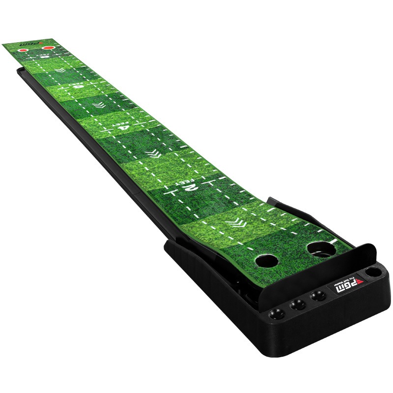 Thảm tập golf putting trong nhà PGM TL021-3M: bản cao cấp có thước kép đo đường ngắm &amp; khoảng cách, tự động chắn &amp; trả bóng, đế chống trượt.