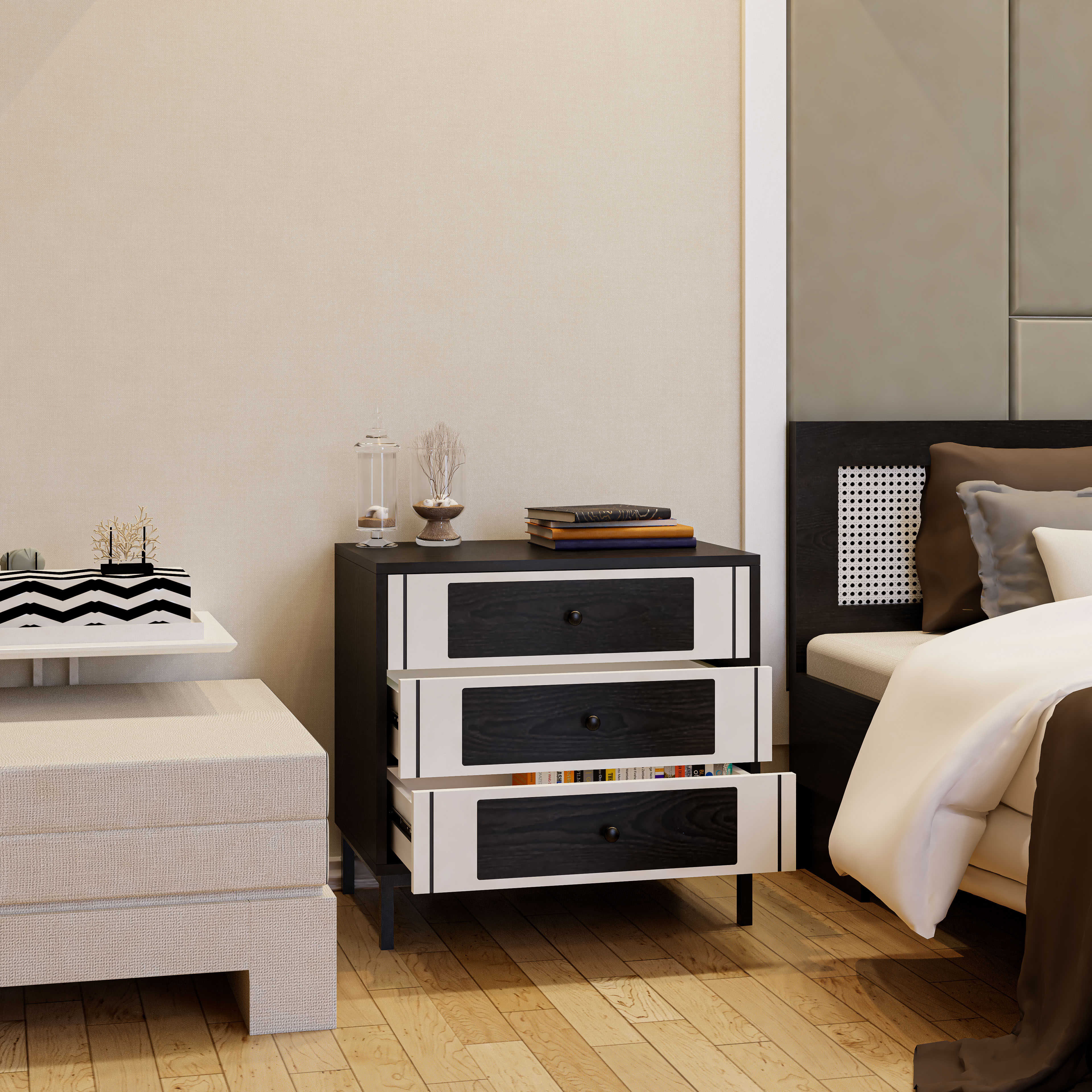 [Happy Home Furniture] TAKO, Tủ lưu trữ 3 ngăn kéo - chân sắt , 64cm x 40cm x 61cm ( DxRxC), THK_131
