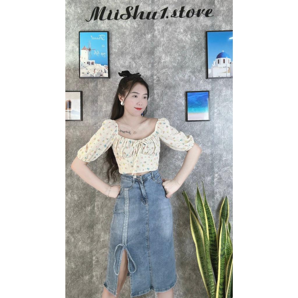 ÁO CROPTOP CỔ U ÔM BODY TAY LỞ BỒNG ĐI TIỆC ĐI CHƠI DẠO PHỐ ĐI BIỂN