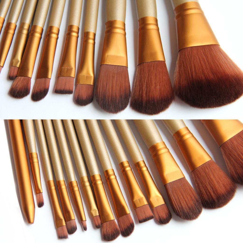 Makeup Brushes Set 12 Eyebrow Foundation Powder Eyeliner Lip Brushes 1 Puff